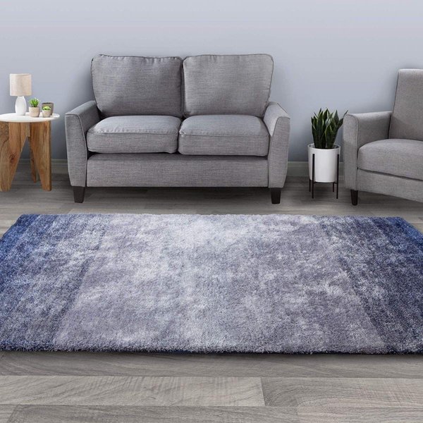 Bedford Home Bedford Home 62A-64357 5 ft. 3 in. x 7 ft. 7 in. Shag Area Rug Plush Ombre Throw Carpet; Blue 62A-64357